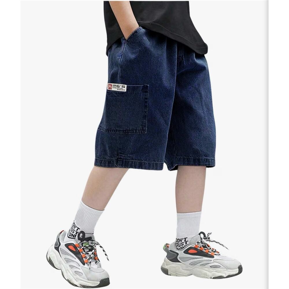 Amazon Brand Verdusa Boys Denim Shorts Elastic Waist Dark Wash Size 12 Years